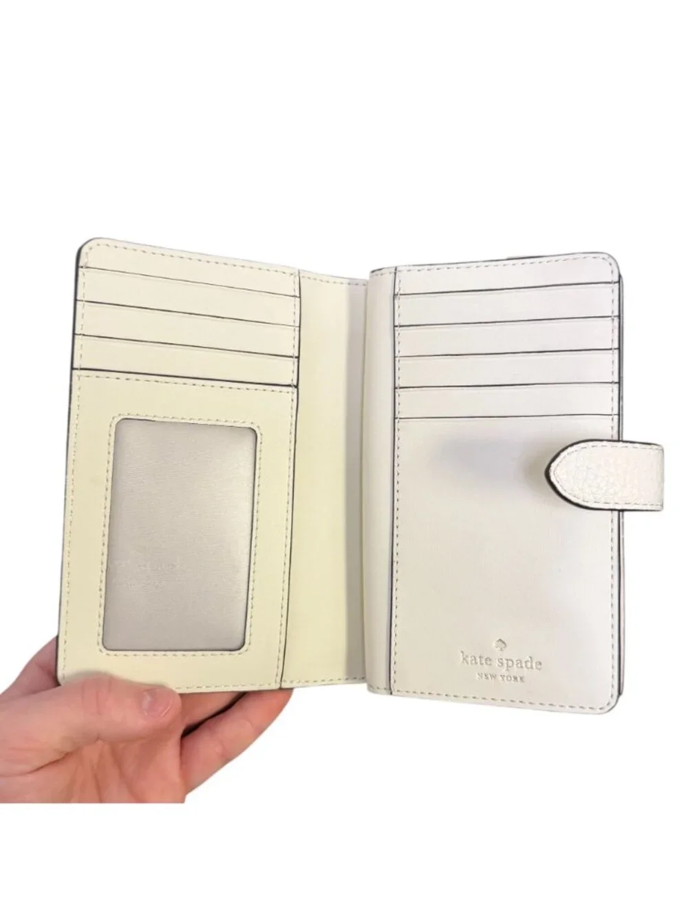 Kate Spade New York White Leather Wallet With Snap Closure